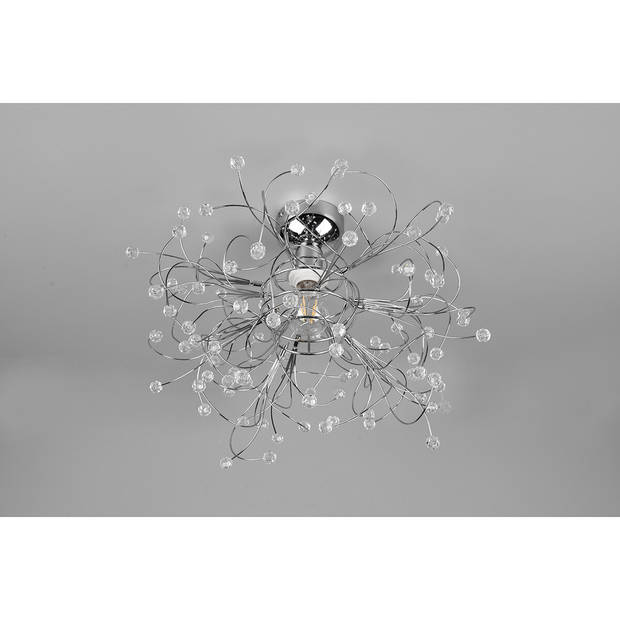 LED Plafondlamp - Plafondverlichting - Trion Guston - E27 Fitting - 1-lichts - Rond - Mat Chroom - Aluminium