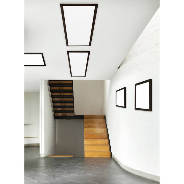 LED Plafondlamp - Plafondverlichting - Trion Povino - 15W - Warm Wit 3000K - Dimbaar - Vierkant - Mat Zwart - Aluminium