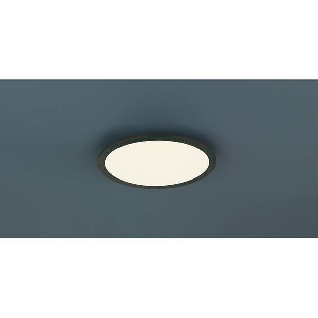 LED Plafondlamp - Plafondverlichting - Trion Povino - 15W - Warm Wit 3000K - Dimbaar - Rond - Mat Zwart - Aluminium