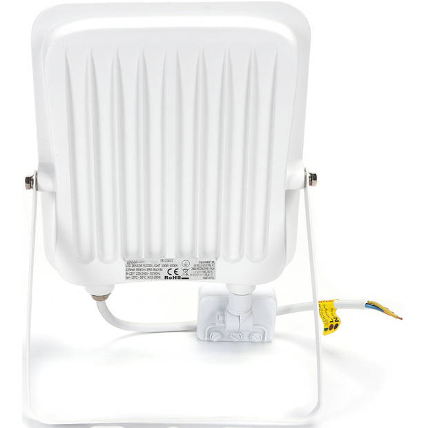 LED Bouwlamp 100 Watt met Sensor - LED Schijnwerper - Aigi Ixi - Helder/Koud Wit 6500K - Waterdicht IP65 - Mat Wit -