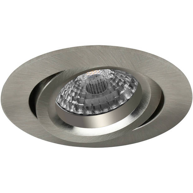 LED Spot Set - Pragmi Aerony Pro - GU10 Fitting - Inbouw Rond - Mat Nikkel - Kantelbaar - Ø82mm - Philips - CorePro 840