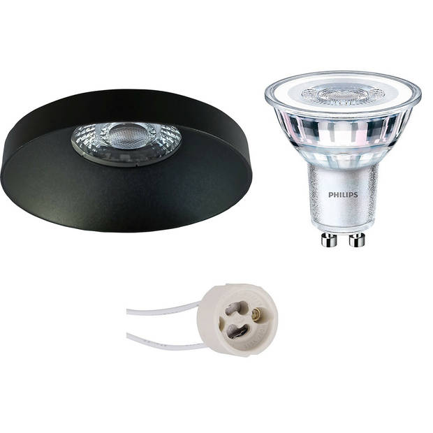 LED Spot Set - Pragmi Vrito Pro - GU10 Fitting - Inbouw Rond - Mat Zwart - Ø82mm - Philips - CorePro 830 36D - 4.6W -