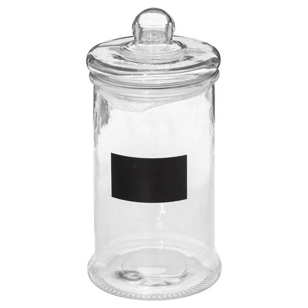 Set van 2x snoeppotten/voorraadpotten 1,2L - 1,6L glas met deksel en krijtvlak - Voorraadpot