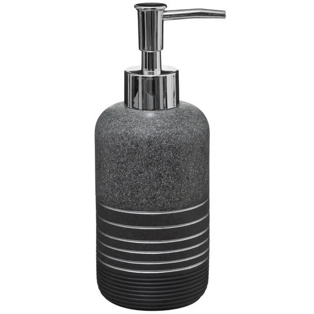 WC-/toiletborstel in houder - grijs mix - met zeeppompje 300 ml - Badkameraccessoireset