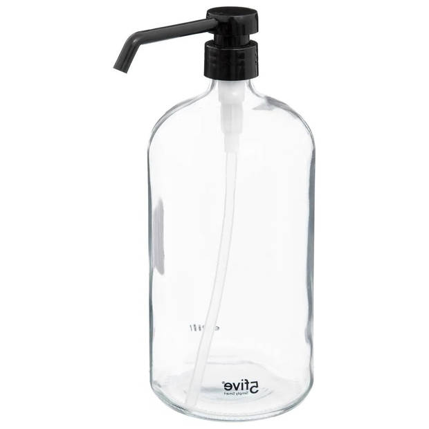 Zeeppompje/zeepdispenser van glas - transparant - 1 liter - Zeeppompjes