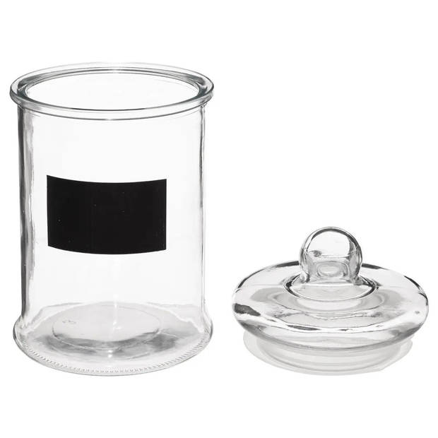 Snoeppot/voorraadpot 1,2L glas met deksel en krijtvlak - Voorraadpot