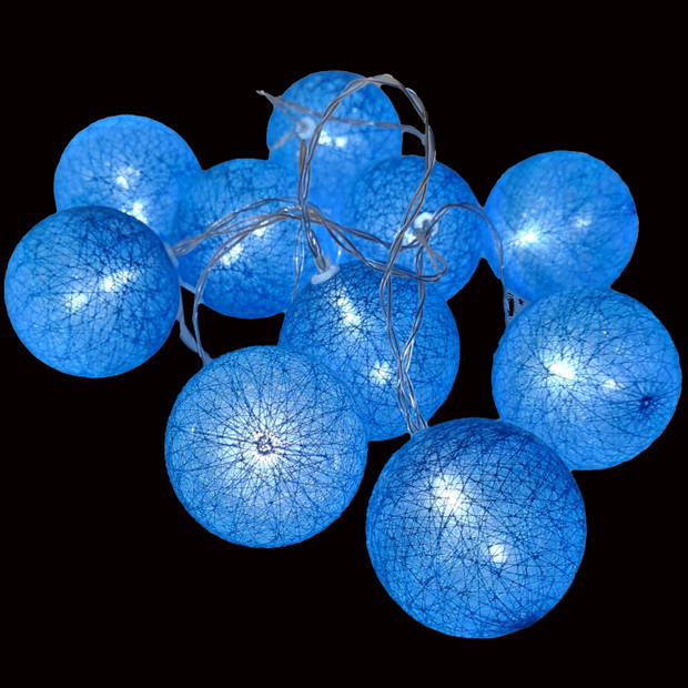 Krist+ verlichting snoer - 10 bollen - blauw- 200 cm- batterij - Lichtsnoeren
