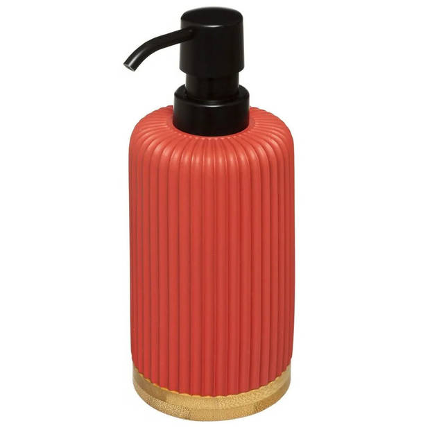 Zeeppompje/zeepdispenser van kunststeen - rood - 270 ml - Zeeppompjes