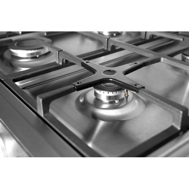 Wiggo WO-E639R(BX) Serie 9 - Gasfornuis - Wok - Zwart Rvs