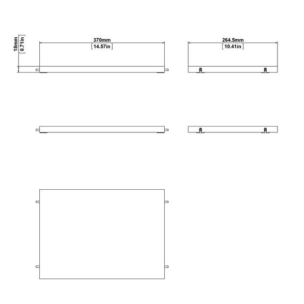 Base wandkast 2 losse legplanken 37x26,5, eiken decor.