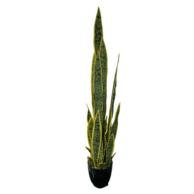 HEM Sansevieria / Vrouwentong Kunstplant - Levensechte Kunstplant voor binnen - in pot - groen / geel 92 cm