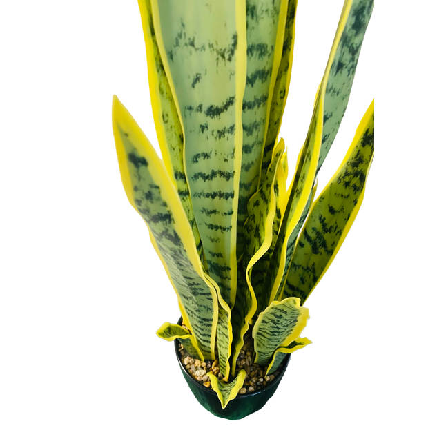 HEM Sansevieria / Vrouwentong Kunstplant - Levensechte Kunstplant voor binnen - in pot - groen / geel 92 cm