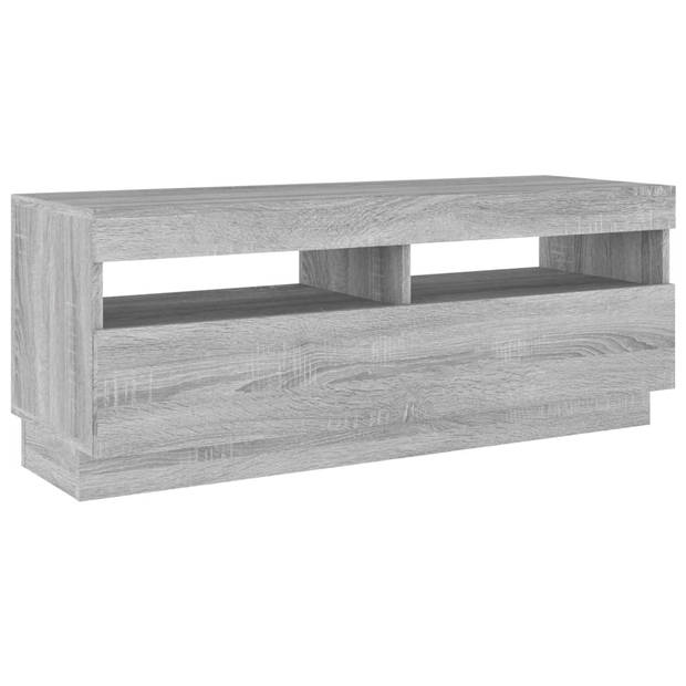 The Living Store TV-meubel - LED-verlichting - bewerkt hout - grijs sonoma eiken - 100 x 35 x 40 cm