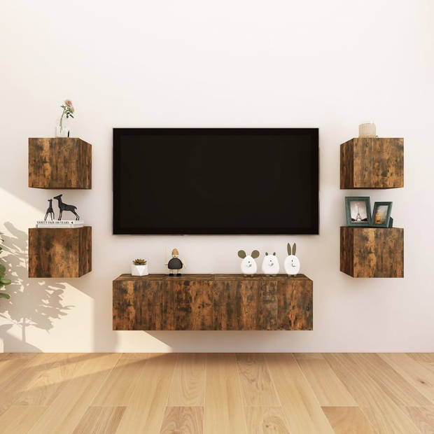 The Living Store TV-meubel - Televisiewandmeubelen - gerookt eiken - 30.5 x 30 x 30 cm