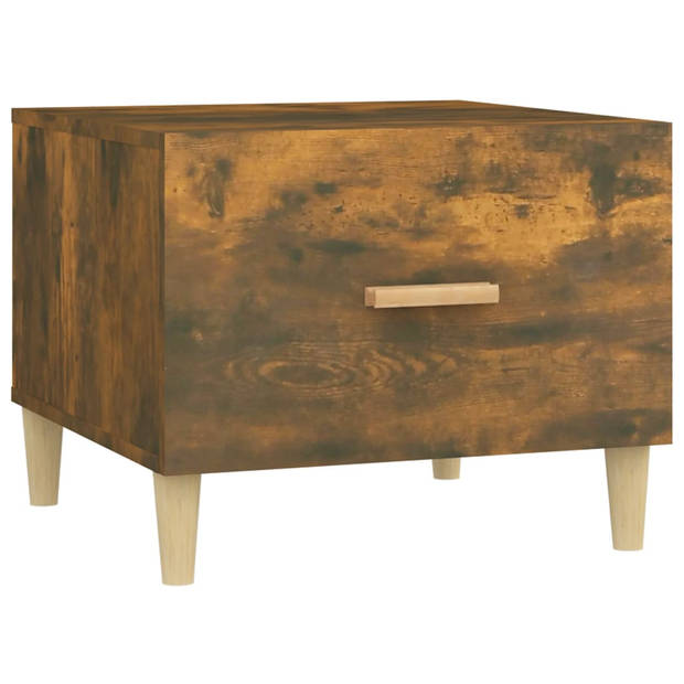 The Living Store Salontafel - Gerookt Eiken - 50 x 50 x 40 cm - Genoeg Opbergruimte