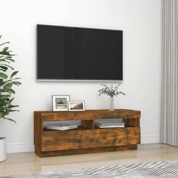 The Living Store TV-meubel LED-verlichting - TV-meubel 100x35x40 cm - gerookt eiken