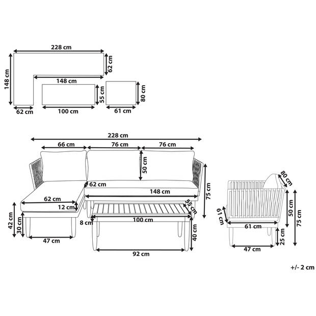 Beliani CREMONA - Loungeset-Lichte houtkleur-Acaciahout