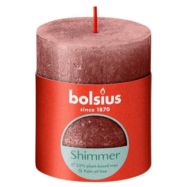 Bolsius Stompkaars Shimmer Pink - Ø68 mm - Hoogte 8 cm - Roze - 35 Branduren