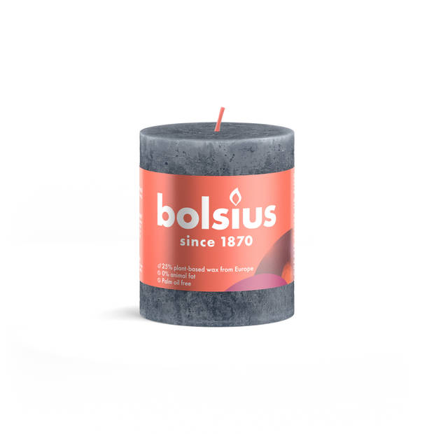 Bolsius Stompkaars Slate Blue - Ø68 mm - Hoogte 8 cm - Blauw - 35 Branduren