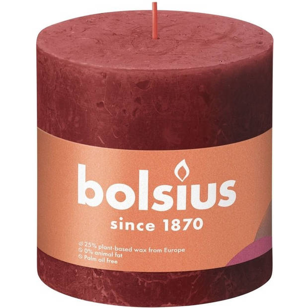 Bolsius Stompkaars Delicate Red Ø100 mm - Hoogte 10 cm - Rood - 62 branduren