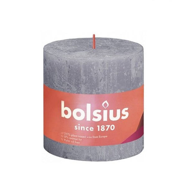 Bolsius Stompkaars Frosted Lavender Ø100 mm - Hoogte 10 cm - Grijs/Lavendel - 62 branduren