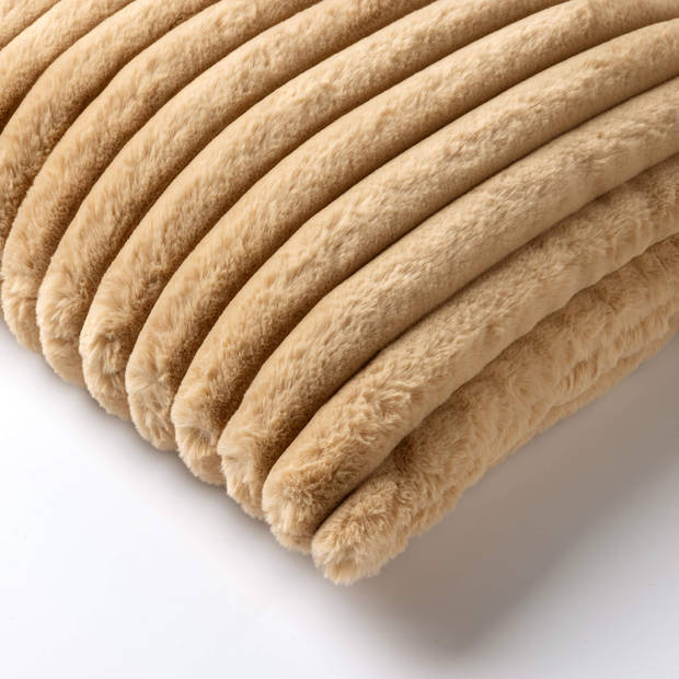 Dutch Decor - HAZEL - Kussenhoes 50x50 cm - effen kleur - strepen - heerlijk zacht - Semolina - beige