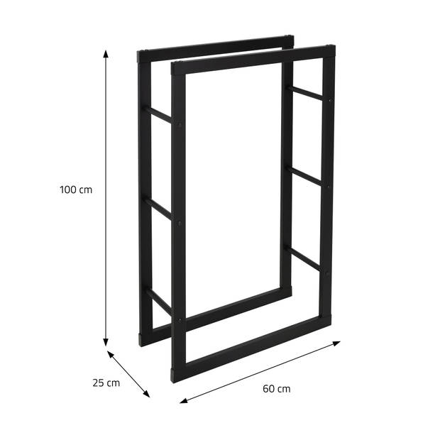 Haardhoutrek 60x100x25 cm Zwart Metaal ML-Design