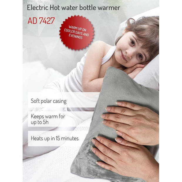 Top Choice - Elektrische kruik - Warmwaterkruik - Kruik met hoes - Fleece - AD 7427