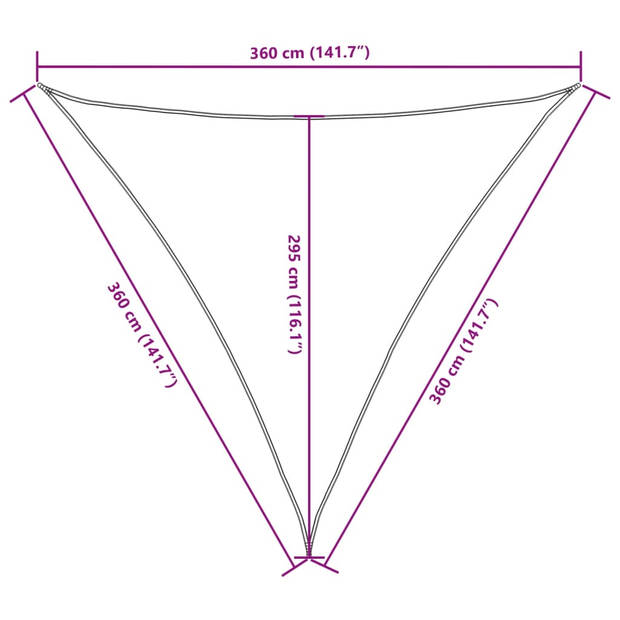 vidaXL Zonnescherm driehoekig 3,6x3,6x3,6 m oxford stof wit