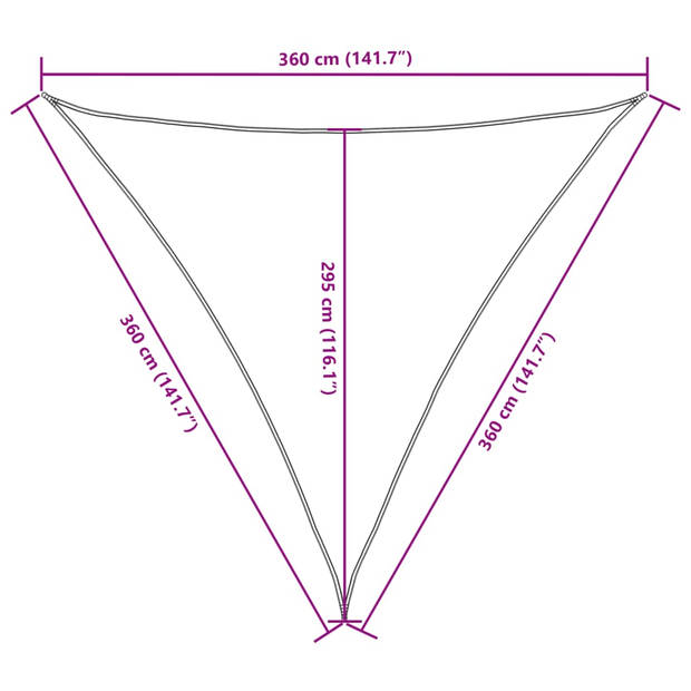 vidaXL Zonnescherm driehoekig 3,6x3,6x3,6 m oxford stof zwart