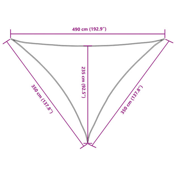 vidaXL Zonnescherm driehoekig 3,5x3,5x4,9 m oxford stof bruin