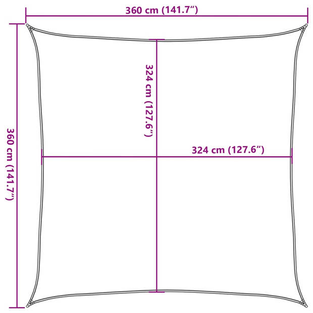 vidaXL Zonnezeil 160 g/m² 3,6x3,6 m HDPE rood