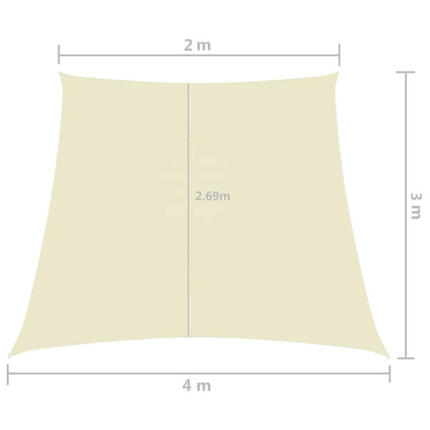 vidaXL Zonnezeil trapezium 2/4x3 m oxford stof crèmekleurig