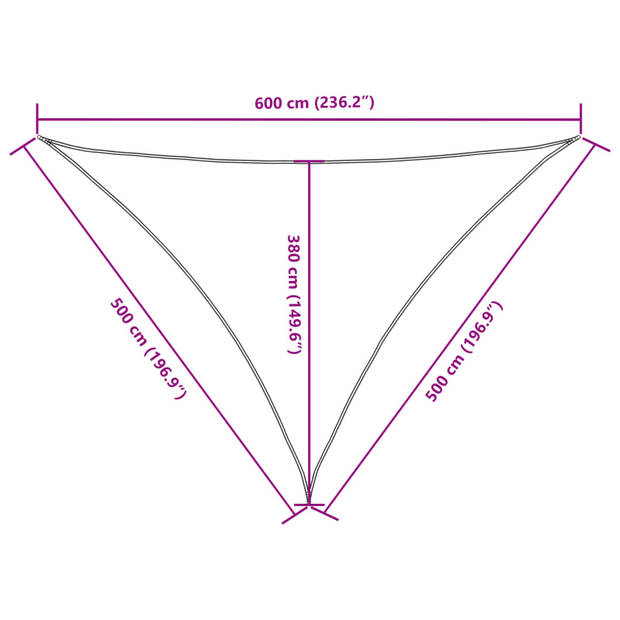 vidaXL Zonnescherm driehoekig 5x5x6 m oxford stof crèmekleurig
