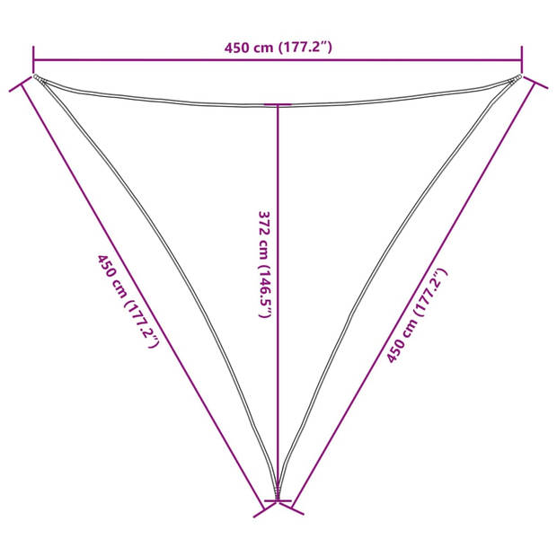 vidaXL Zonnescherm driehoekig 4,5x4,5x4,5 m oxford stof crèmekleurig