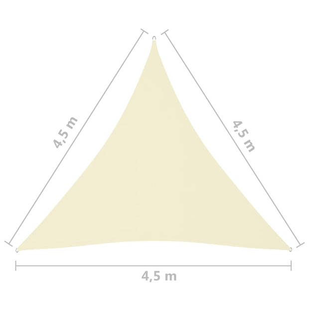 vidaXL Zonnescherm driehoekig 4,5x4,5x4,5 m oxford stof crèmekleurig