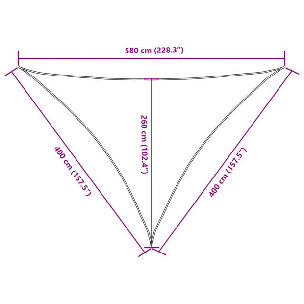 vidaXL Zonnescherm driehoekig 4x4x5,8 m oxford stof crèmekleurig