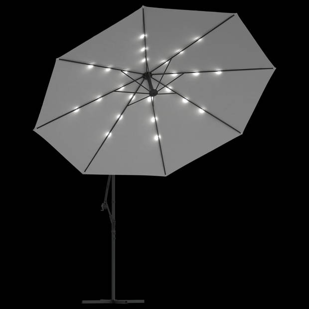 vidaXL Zweefparasol met LED-verlichting en metalen paal 350 cm zand