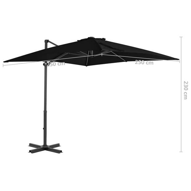 vidaXL Zweefparasol met aluminium paal 250x250 cm zwart