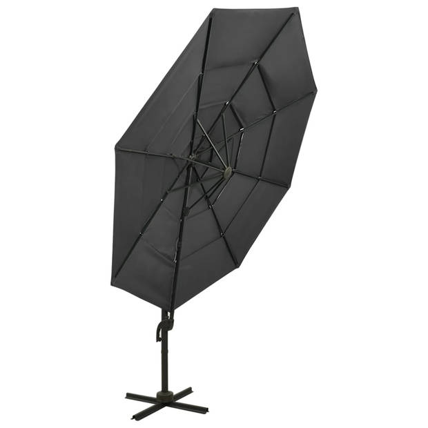 vidaXL Parasol 4-laags met aluminium paal 3x3 m antracietkleurig