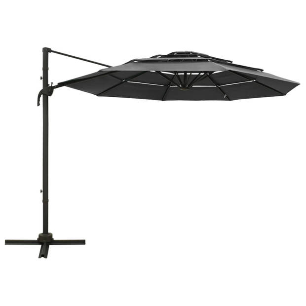 vidaXL Parasol 4-laags met aluminium paal 3x3 m antracietkleurig