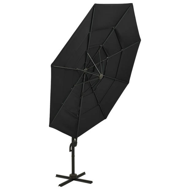 vidaXL Parasol 4-laags met aluminium paal 3x3 m zwart