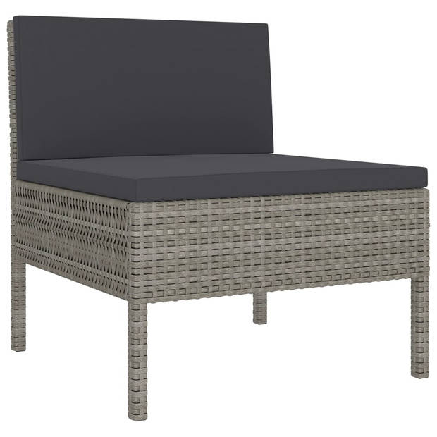 The Living Store Loungeset - PE-rattan - Staal - Grijs - 57x69x69 cm - Inclusief kussens (100% polyester)