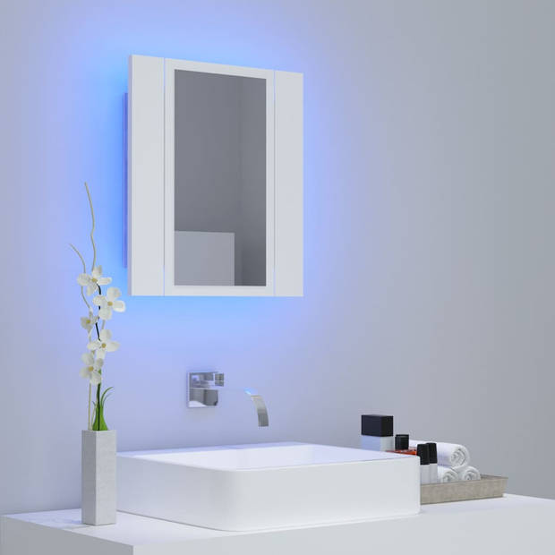 vidaXL Badkamerkast met spiegel en LED 40x12x45 cm acryl wit