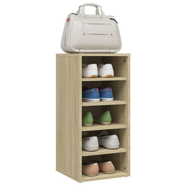 The Living Store Schoenenkast - Sonoma Eiken - 31.5 x 35 x 70 cm - Wandmontage - 5 vakken