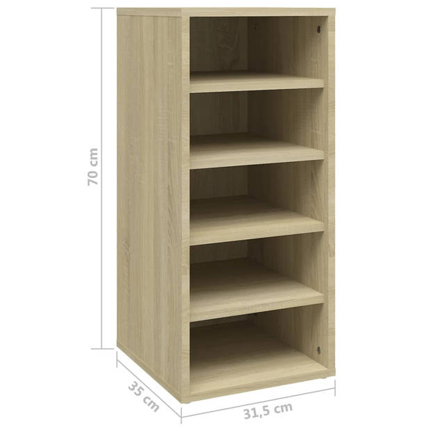 The Living Store Schoenenkast Opbergsysteem - 31.5 x 35 x 70 cm - Sonoma Eiken Spaanplaat