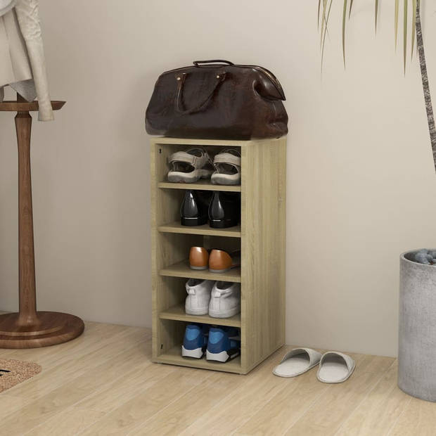 The Living Store Schoenenkast Opbergsysteem - 31.5 x 35 x 70 cm - Sonoma Eiken Spaanplaat