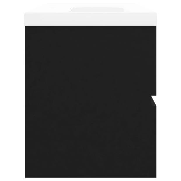 vidaXL Wastafelkast met ingebouwde wastafel spaanplaat zwart