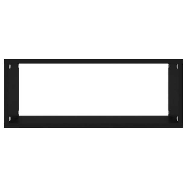 The Living Store Wandschap - zwart spaanplaat - 60 x 15 x 23 cm - stevig en eenvoudig te installeren