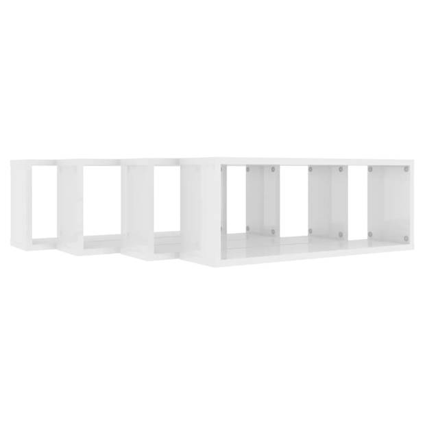 The Living Store Set Wandplanken - Hoogglans wit - 60 x 15 x 23 cm (L x B x H) - Stevig en stabiel